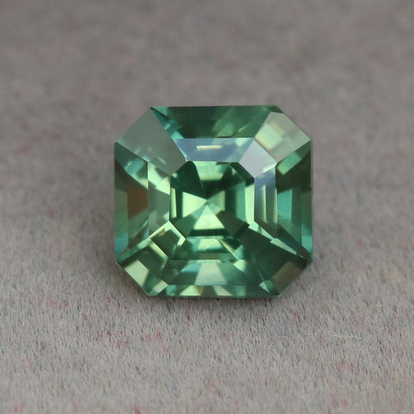 Natural Light Green Sapphire Cushion Shape Certified 38.80 Carat Green Color Loose Gemstone worldwide online With Surprising Gift 19x19x11 mm