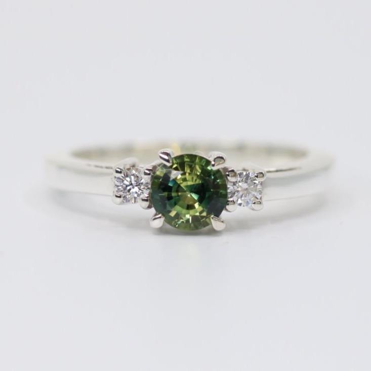 Parti Sapphire Ring, Round Shape Silver Ring - STRAGEMS & JEWELS