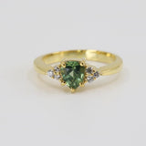 Green Sapphire Ring, Kite Cut 14K Yellow Gold - STRAGEMS & JEWELS