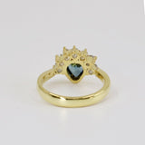 Teal Sapphire Ring, Pear Cut 14K Yellow Gold - STRAGEMS & JEWELS