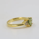 Green Sapphire Ring, Kite Cut 14K Yellow Gold - STRAGEMS & JEWELS