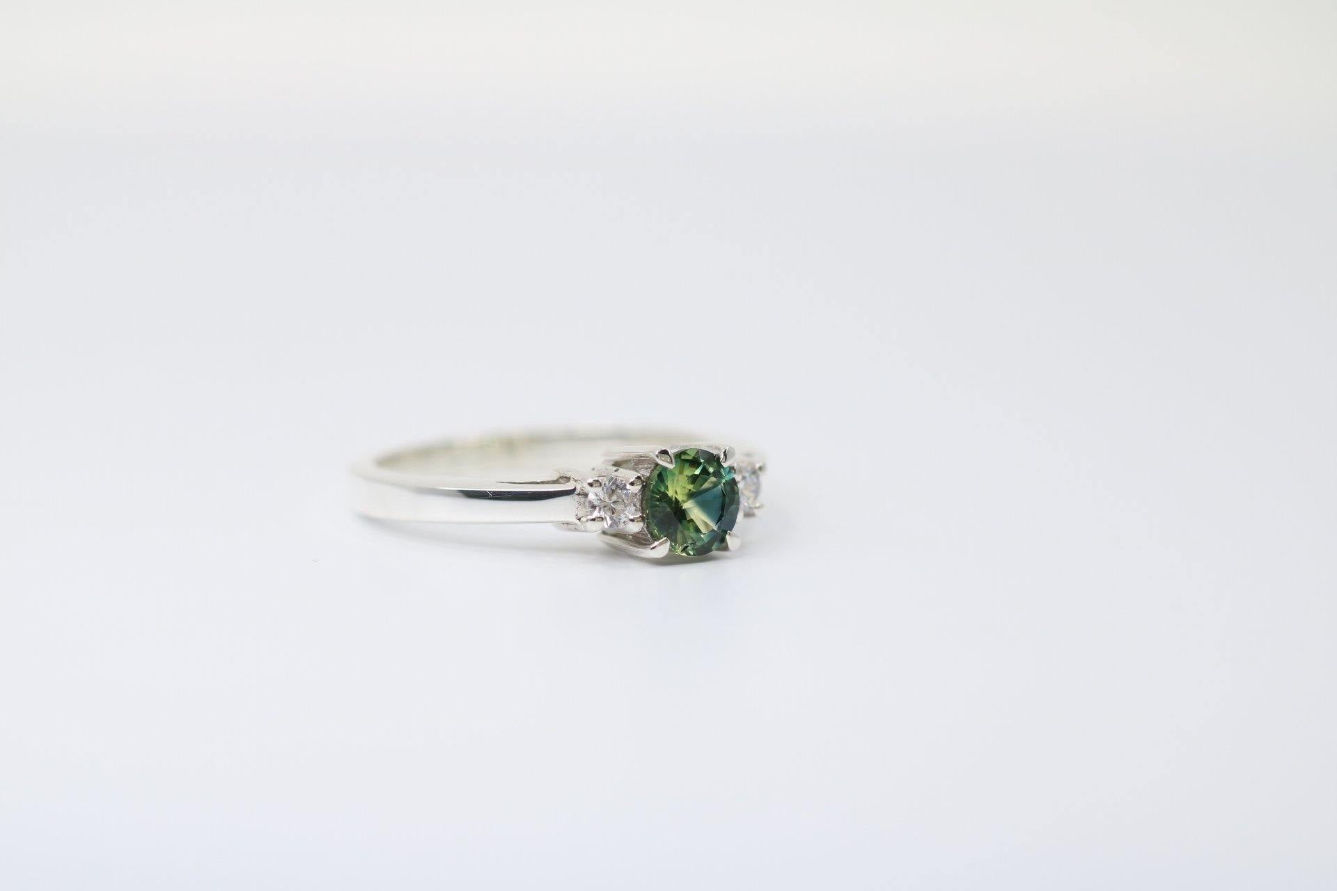 Parti Sapphire Ring, Round Shape Silver Ring - STRAGEMS & JEWELS