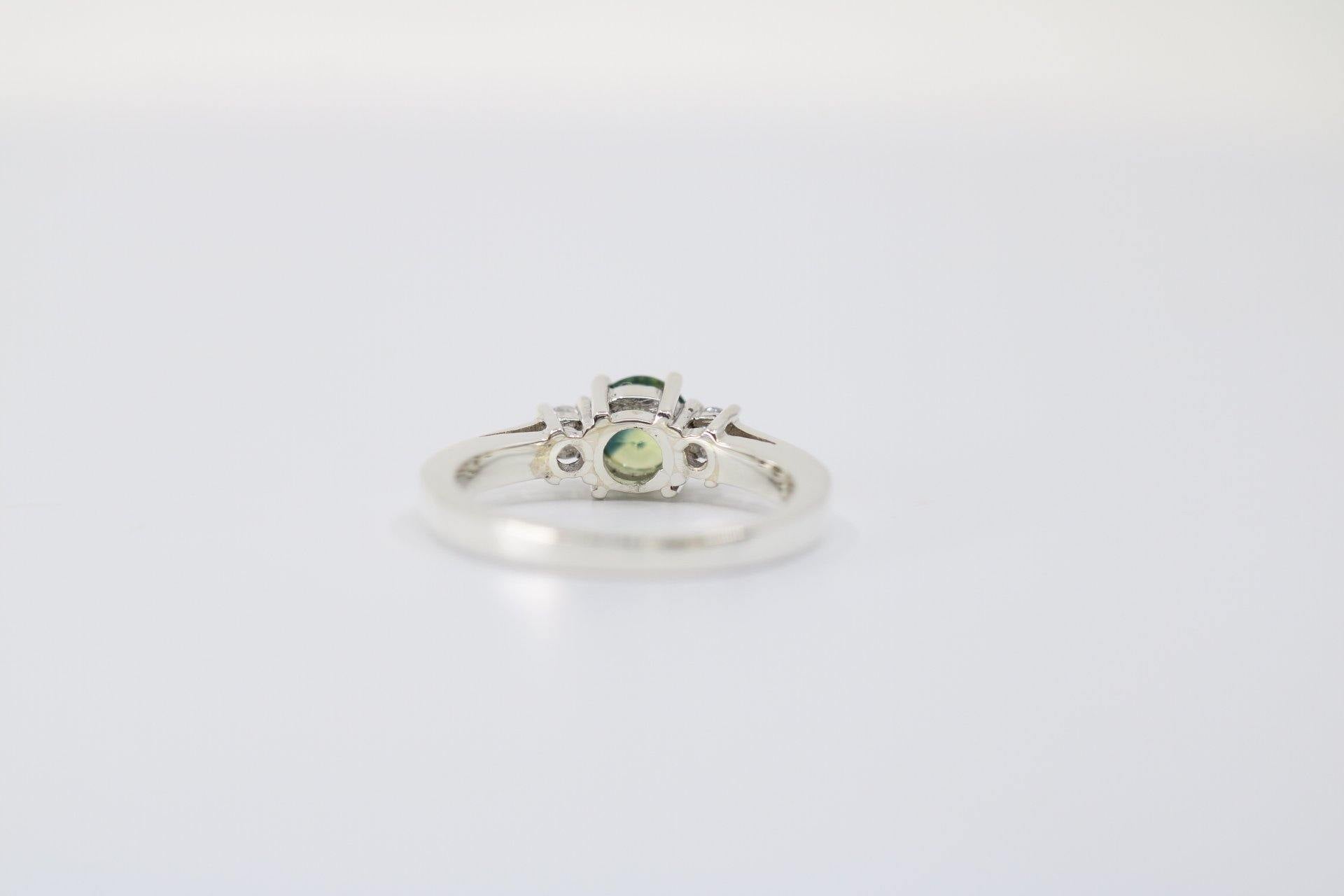 Parti Sapphire Ring, Round Shape Silver Ring - STRAGEMS & JEWELS