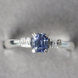 Ceylon Purple Sapphire Ring, Three Stone Silver Ring - STRAGEMS & JEWELS