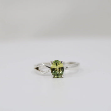 Parti Sapphire Solitaire Ring, Oval Shape Silver Ring - STRAGEMS & JEWELS