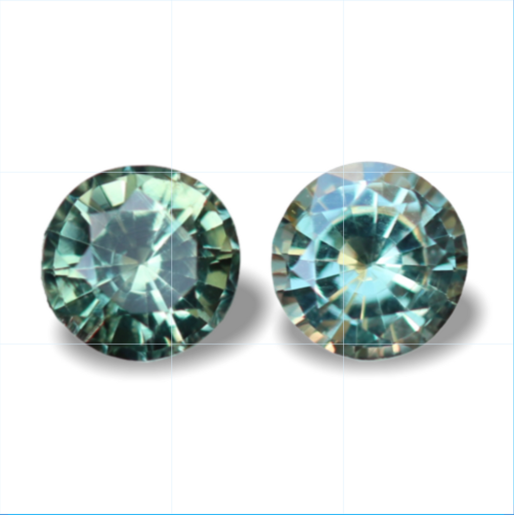 Green Sapphire Pair Each weighs 0.78 carats - STRAGEMS & JEWELS