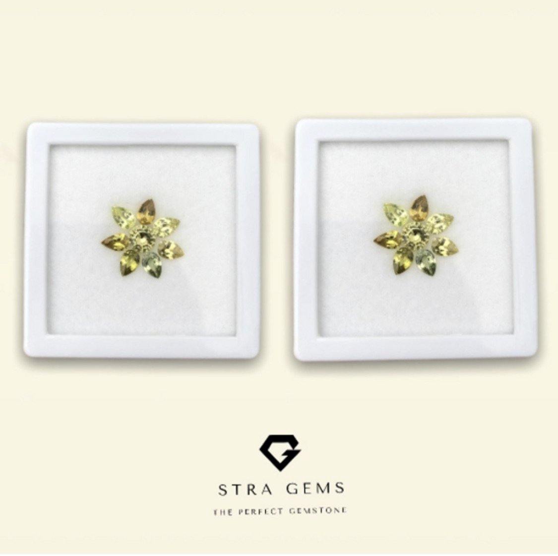 Ceylon Sapphire Layout Set, 3.93 carats total - STRAGEMS & JEWELS